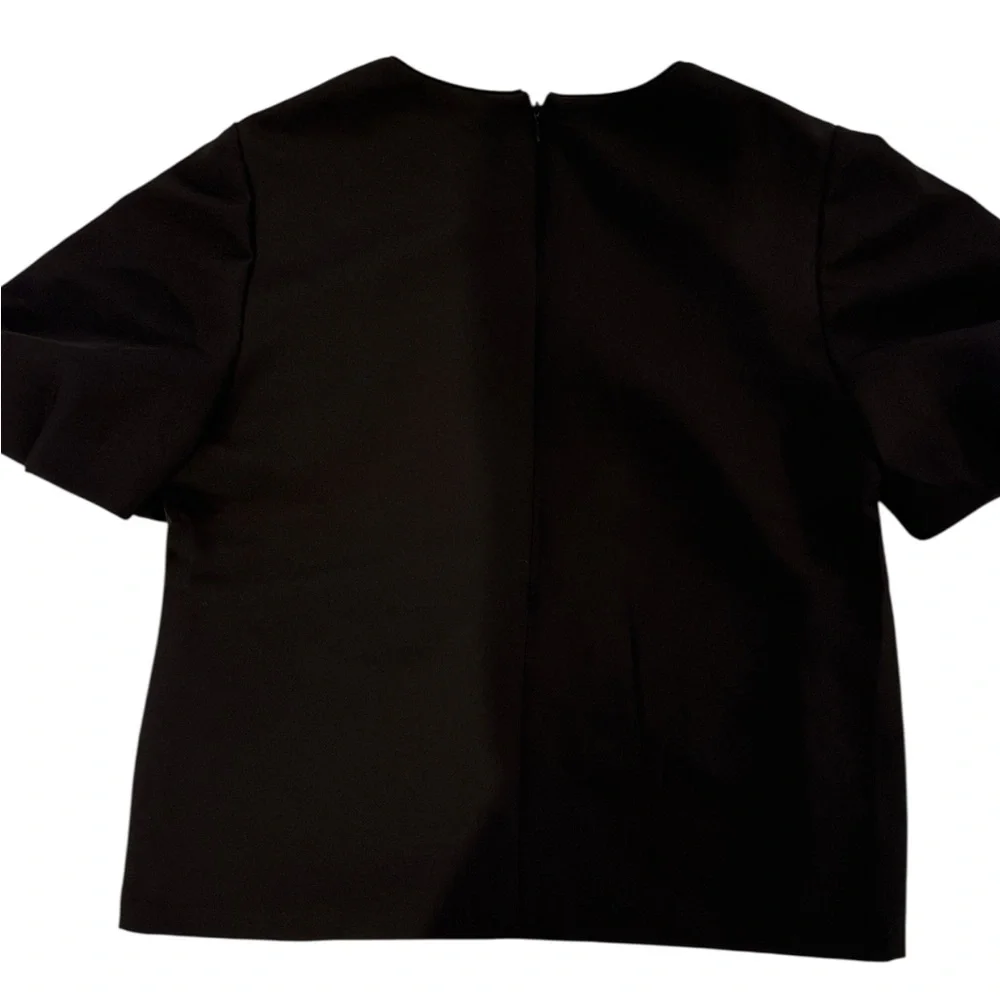 Milly Black Puff Sleeve Blouse with Button‎ Accents - Picture 6 of 6